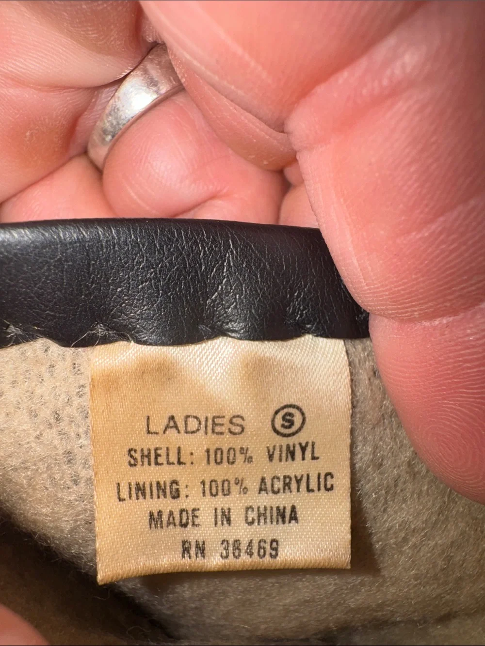 Vintage Black Vinyl Lined Gloves with Decorative Stitching (1968)